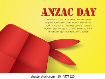 Abstract background with hat for Anzac Day on 25 April. Paper craft design with copy space.