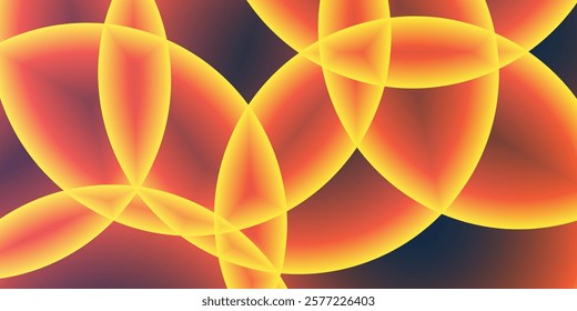 Abstract Background, Header or Banner Design with Large Orange, Red and Yellow Overlaying Globes, Bubbles Pattern - Multi Purpose Creative Wide Scale Template for Web in Editable Vector Format