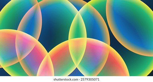 Abstract Background, Header or Banner Design with Large Red, Green, Yellow and Blue Overlaying Globes, Bubbles Pattern - Multi Purpose Creative Wide Scale Template for Web in Editable Vector Format