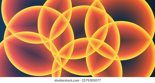 Abstract Background, Header or Banner Design with Large Orange, Red and Yellow Overlaying Globes, Bubbles Pattern - Multi Purpose Creative Wide Scale Template for Web in Editable Vector Format