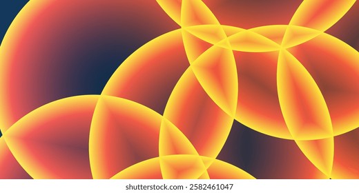 Abstract Background, Header or Banner Design with Large Orange, Red and Yellow Overlaying Globes, Bubbles Pattern - Multi Purpose Creative Wide Scale Template for Web in Editable Vector Format