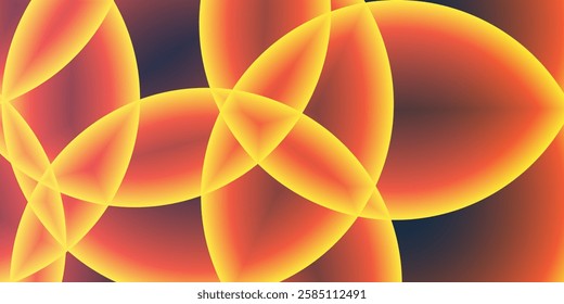 Abstract Background, Header or Banner Design with Large Orange, Red and Yellow Overlaying Globes, Bubbles Pattern - Multi Purpose Creative Wide Scale Template for Web in Editable Vector Format