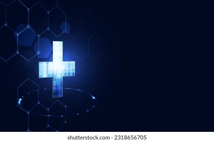 Resumen de antecedentes, salud y enlace digital. Tarjeta de circuito conceptual. fondo de salud azul futurista