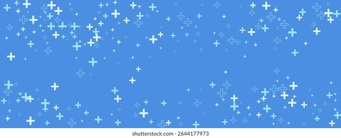 Abstract background with health plus pattern. Seamless medical layout in blue tones. Useful for sign, wallpaper, and interface design. Vector illustration.