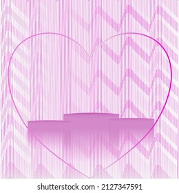 abstract background with heart and beauty product stand, vector illustration