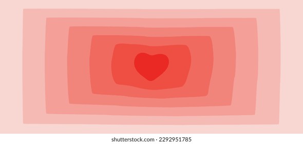 Abstrakter Hintergrund mit einem Herzen in der Mitte. Design für die Dekoration für den Valentinstag. Papierschnitt-Effekt. Vektorgrafik.