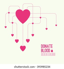 Abstract background with heart and dotted lines. blood donation, help the sick and needy. 