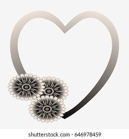 Abstract background with heart and flowers, element for design.