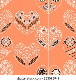 abstract background with heart flowers wallpaper pattern