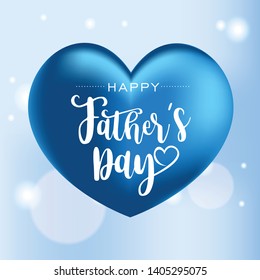 Abstract background with heart shaped balloon on blue bokeh lights, Vector Illustration