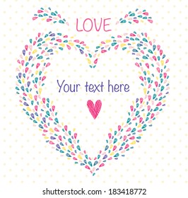 The abstract background with heart of small curly drops. The lovely card for your awesome wishes. May be used for web and mobile design wallpaper.