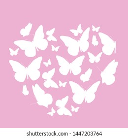 Abstract Background with Heart Symbol made from Butterfly. Vector Illustration EPS10