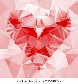 Abstract background with heart of triangles. Vector illustration