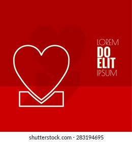 Abstract background with hearts against a wall and flat shadows. 