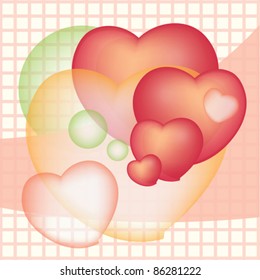 Abstract background with hearts and banner