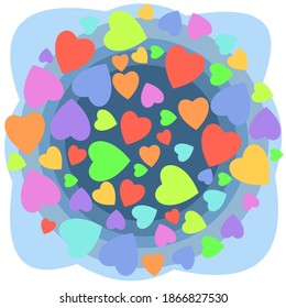 Resumen de antecedentes con corazones. Caricatura de estilo plano. Aislado sobre fondo blanco. Ilustración. Vector