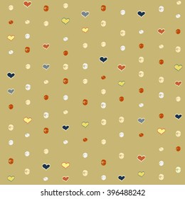 Abstract background with hearts and circles. 