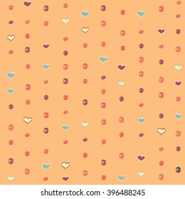 Abstract background with hearts and circles. 