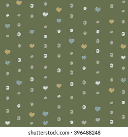 Abstract background with hearts and circles. 