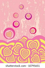 Abstract background with hearts, digital artwork