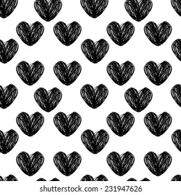 Abstract background is in the hearts. Drawing freehand pencil style. vector