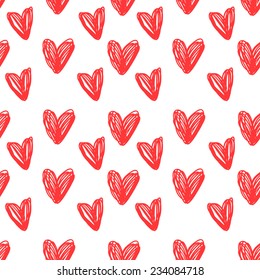 Abstract background is in the hearts. Drawing freehand pencil style. vector