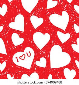 Abstract background is in the hearts. Drawing freehand pencil style. Background for Valentine's Day. Vector 8
