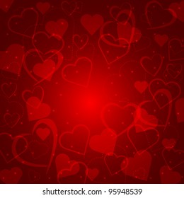 Abstract background with hearts of love