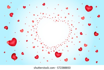 Abstract background of hearts on light blue. Shape the heart. Valentines day. Love.