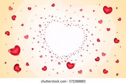 Abstract background of hearts on light red. Shape the heart. Valentines day. Love.