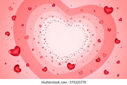 Abstract background of hearts on light red. Shape the heart. Valentines day. Love.