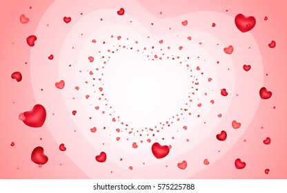 Abstract background of hearts on light red. Shape the heart. Valentines day. Love.