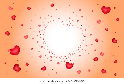 Abstract background of hearts on light red. Shape the heart. Valentines day. Love.