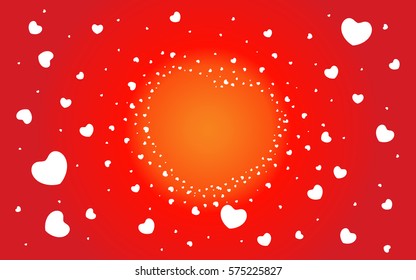 Abstract background of hearts on red. Shape the heart. Valentines day. Love.