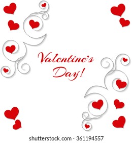 Abstract background with hearts and ornament. For Valentine's Day, weddings, dates. Can be used as greeting cards, placards, banners.