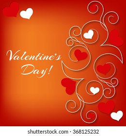 Abstract background with hearts and ornament. For Valentine's Day, weddings, dates. Can be used as greeting cards, placards, banners.