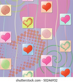 Abstract background with hearts and spiral