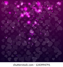 Abstract background with hearts. Valentine Day. Vector illustration. Purple color