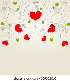 Abstract background with hearts, vector illustration