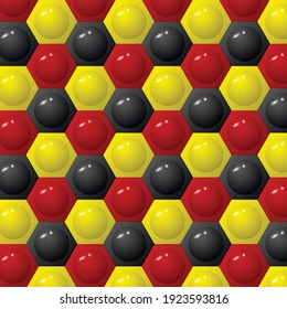 Abstract background with hexagon constractor bricks yellow, red and black colours