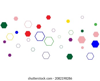 Abstract background with hexagon grid cells.  Colorful hexagon background.