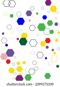 Abstract background with hexagon grid cells.  Geometric Colorful Hexagonal Shapes Background.