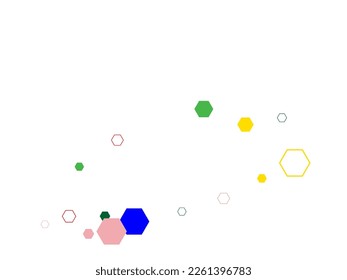 Abstract background with hexagon grid cells.  Colorful hexagon background.