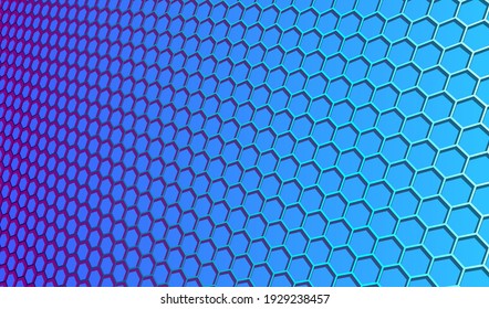 Abstract background with hexagon grid in perspective 