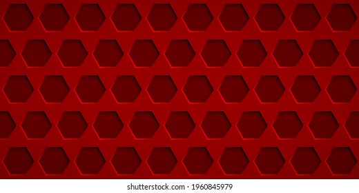 Abstract background with hexagon holes in red colors