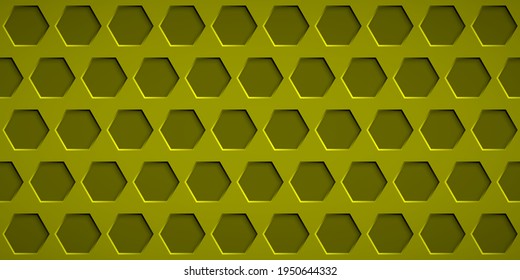 Abstract background with hexagon holes in yellow colors