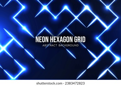 Abstract background hexagon neon light grid vector