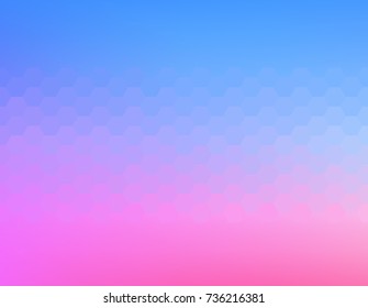 Abstract background, hexagon shape on pink and blue gradient
