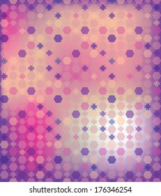 abstract background of the hexagon and the star  Pastel lilac spring color  Put the text on top  The effect of blurred background