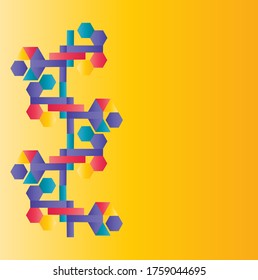 abstract background, hexagon, triangle, rectangular desgin with four colors